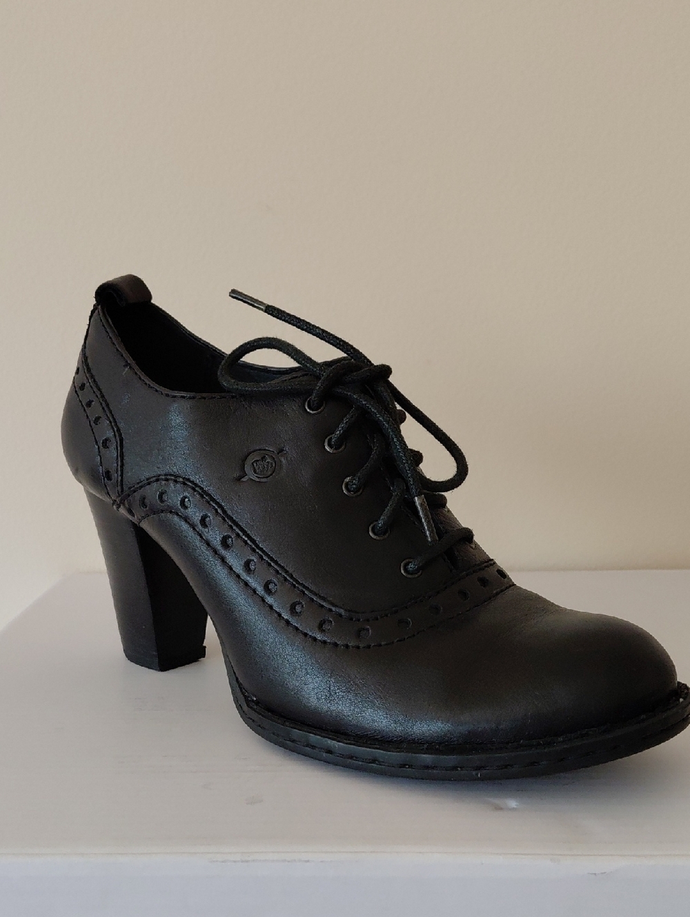 Born Black Lace-Up Brogue Heel Pumps - Picture 3 of 4